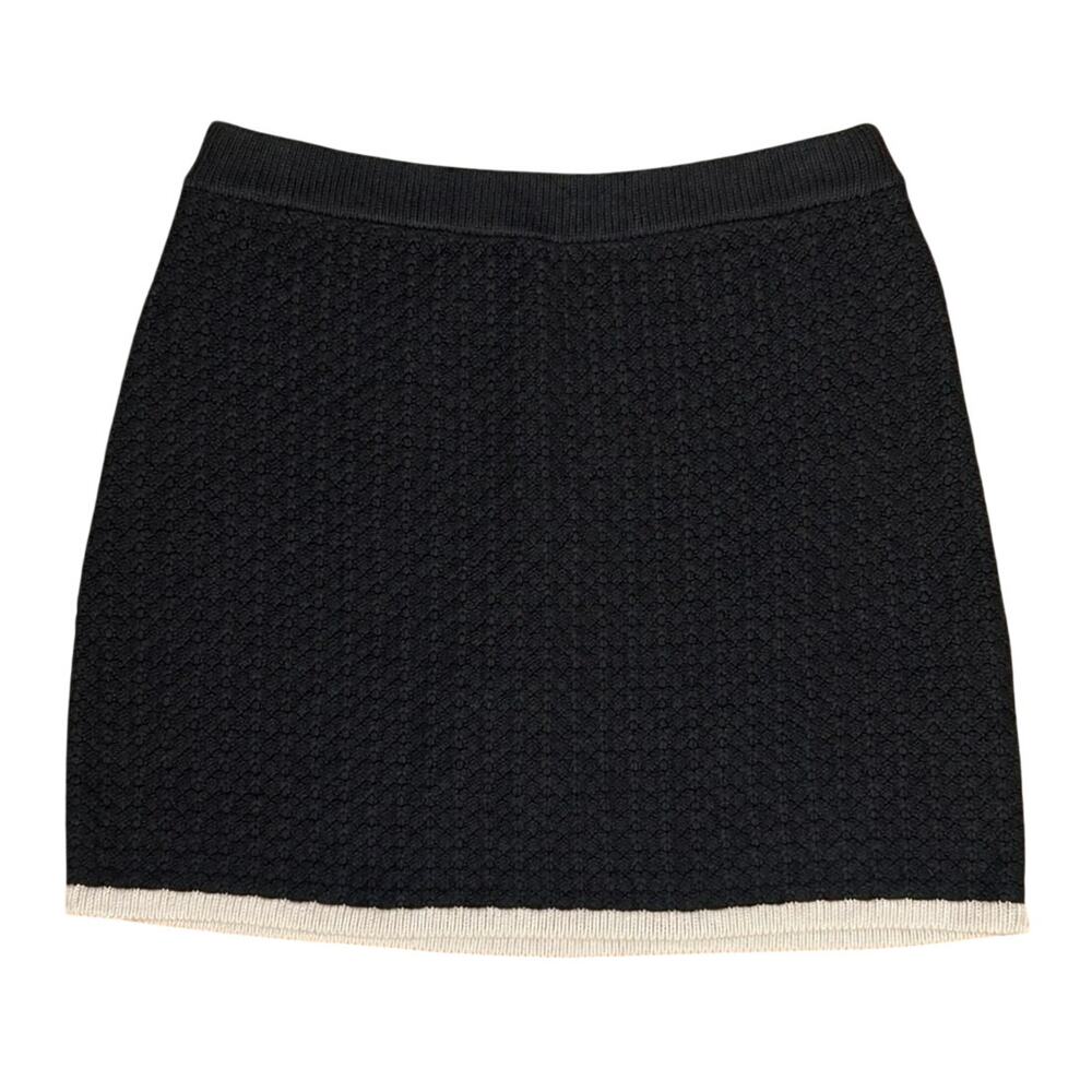 Abercrombie & Fitch Contrast Trim Textured Knit Mini Skirt Small Black White